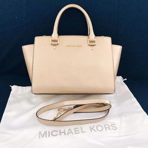 Michael Kors Selma Leather Satchel Pale Gold